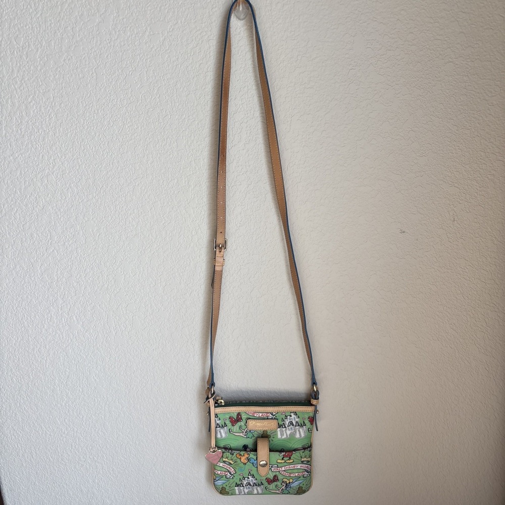 Dooney  & Bourke Disney Tinker Bell Letter Carrier Green Crossbody - Picture 5 of 15